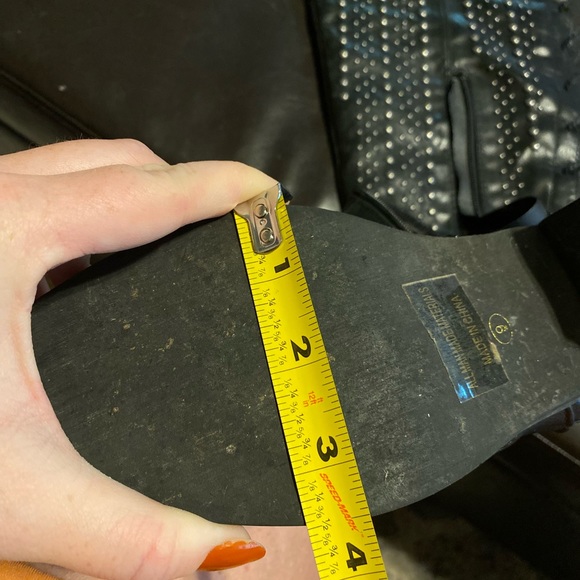 Black Studded Knee High Size 9 boots with Lace up detail and zippers - Picture 11 of 16